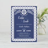 Invitation Navy Blue Cielito Lindo Papel Picado Baby Shower (Debout devant)