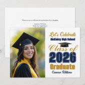 Invitation Navy Blue Class of 2026 Photo Graduation Party (Devant / Derrière)