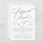 Invitation Navy Blue Classy Elegant Wedding Rehearsal Dinner (Devant)
