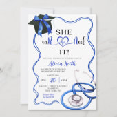 Invitation Navy Blue Coquette Nurse Graduation (Devant)