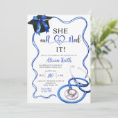 Invitation Navy Blue Coquette Nurse Graduation (Debout devant)