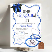 Invitation Navy Blue Coquette Nurse Graduation