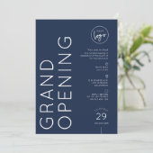 Invitation Navy Blue Corporate Business Logo Grand Opening (Debout devant)