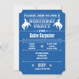 Invitation Navy Blue Cowboy Rodéo Anniversaire Fête Invitatio