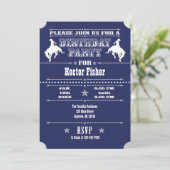 Invitation Navy Blue Cowboy Rodéo Anniversaire Fête Invitatio (Debout devant)