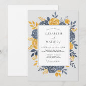 Invitation Navy Blue Dignified Autumnal Wedding (Devant / Derrière)