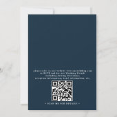 Invitation Navy Blue Dusty Floral Budget QR Code Wedding (Dos)