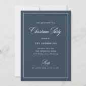 Invitation Navy Blue Élégance Classique | Fête de Noël (Devant)