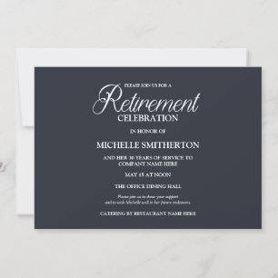 Invitation Navy Blue Elegant Simple Retirement Party