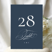 Invitation Navy Blue Elegant Wedding 5 x 7 Table Number