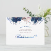 Invitation Navy Blue et Mauve - Serez-vous ma servante d'honn (Debout devant)