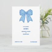 Invitation Navy + Blue Faux Glitter Bow  (Debout devant)