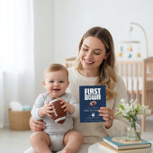 Invitation Navy Blue "First Year Down" Football Birthday 