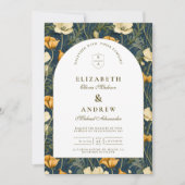 Invitation Navy Blue Floral Arch Elegant Wedding (Devant)