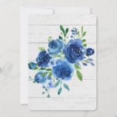 Invitation Navy Blue Floral Rustic 55e fête d'anniversaire (Dos)