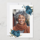 Invitation Navy Blue Floral Surprise fête d'anniversaire (Dos)