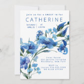 Invitation Navy Blue Floral Sweet 16 Party (Devant)