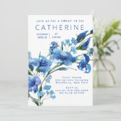 Invitation Navy Blue Floral Sweet 16 Party (Debout devant)