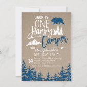 Invitation Navy Blue Forest Camping Fête d'anniversaire (Devant)