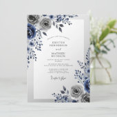 Invitation Navy Blue Frosty Winter Wedding (Debout devant)
