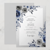 Invitation Navy Blue Frosty Winter Wedding (Devant / Derrière)