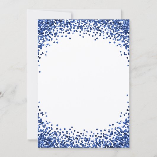 Invitation Navy Blue Glitter Border White Christmas Party (Dos)