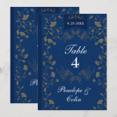 Invitation Navy Blue Gold Book Cover Wedding Table Number (Devant / Derrière)