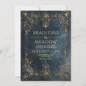 Invitation Navy Blue Gold Celestial Starry Night Wedding (Devant)