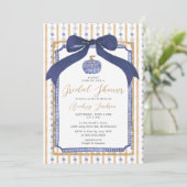 Invitation Navy Blue & Gold Chinoiserie Pumpkin Bridal Shower (Debout devant)