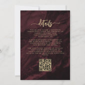 Invitation Navy Blue Gold Floral Burgundy QR Code Wedding (Dos)