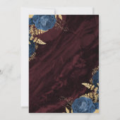 Invitation Navy Blue Gold Floral Burgundy Save the Date (Dos)
