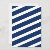 Invitation Navy Blue Gold Stripes Garçon Baby Douche Invitati (Dos)