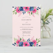 Invitation Navy Blue Gracious Spring Wedding (Debout devant)