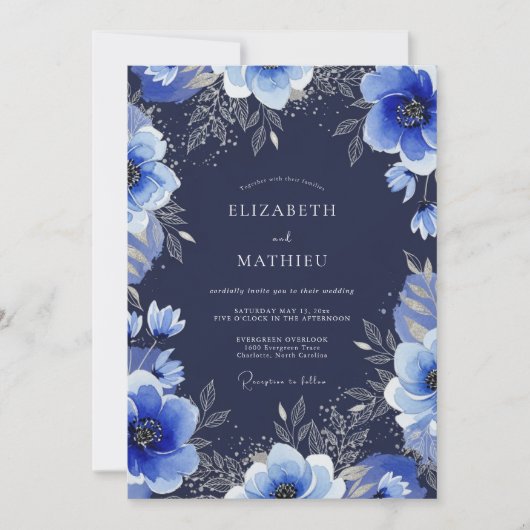 Invitation Navy Blue Grand Winter Wedding (Devant)