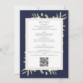 Invitation Navy Blue Green All In One QR Code Mariage (Dos)