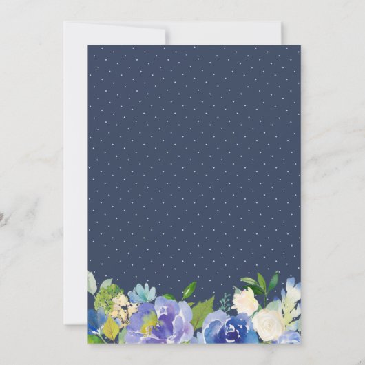 Invitation Navy Blue Hydrangeas Floral Engagement Party (Dos)