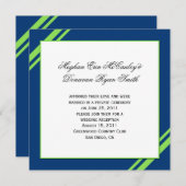 Invitation Navy Blue Lime Green Stripes Après-Mariage (Devant / Derrière)