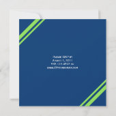 Invitation Navy Blue Lime Green Stripes Après-Mariage (Dos)