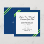 Invitation Navy Blue Lime Green Stripes Mariage (Devant / Derrière)