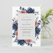 Invitation Navy Blue Lush Autumnal Wedding (Debout devant)