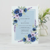 Invitation Navy Blue Lush Spring Wedding (Debout devant)