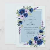 Invitation Navy Blue Lush Spring Wedding (Devant / Derrière)