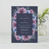 Invitation Navy Blue Lustrous Winter Wedding (Debout devant)