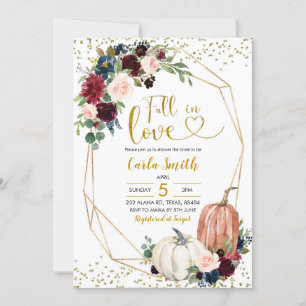 Invitation Navy Blue & Marsala Fall In Love Fête des mariées