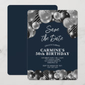 Invitation Navy Blue Men's 50th Birthday (Devant / Derrière)