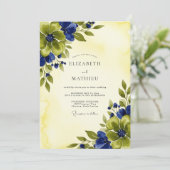 Invitation Navy Blue Mesmerizing Botanical Summer Wedding (Debout devant)