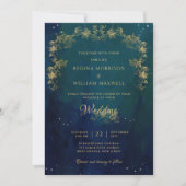 Invitation Navy Blue Mid Summer Night Dream Celestial Wedding (Devant)