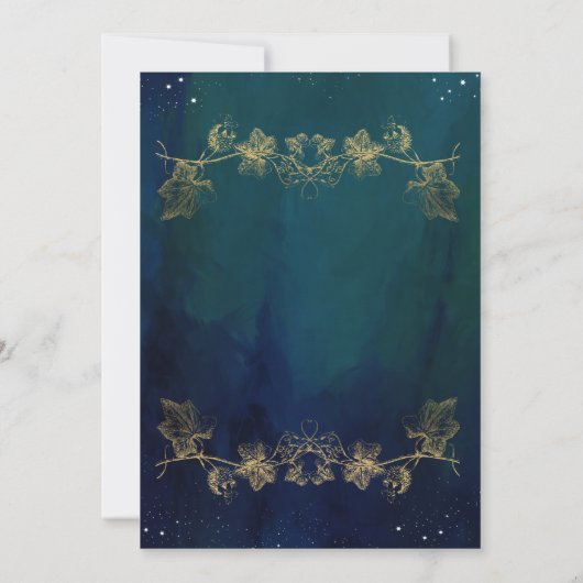 Invitation Navy Blue Mid Summer Night Dream Celestial Wedding (Dos)