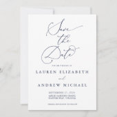Invitation Navy Blue Minimalist Enregistrer la date Invitatio (Devant)