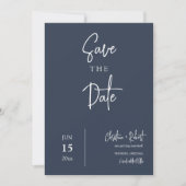 Invitation Navy Blue Modern Minimal Boho Enregistrer la date  (Devant)